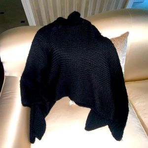 Black DKNY Wool Poncho
